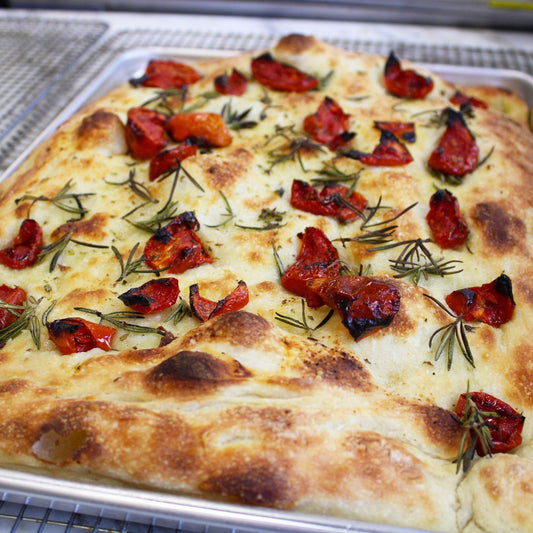 Focaccia with Semi-Dried Red Rustic Roasted Tomatoes