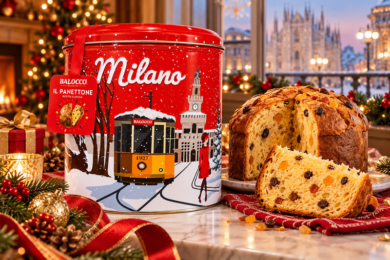 Italian Panettone Christmas Gift: Balocco Panettone in a Limited Edition Tin