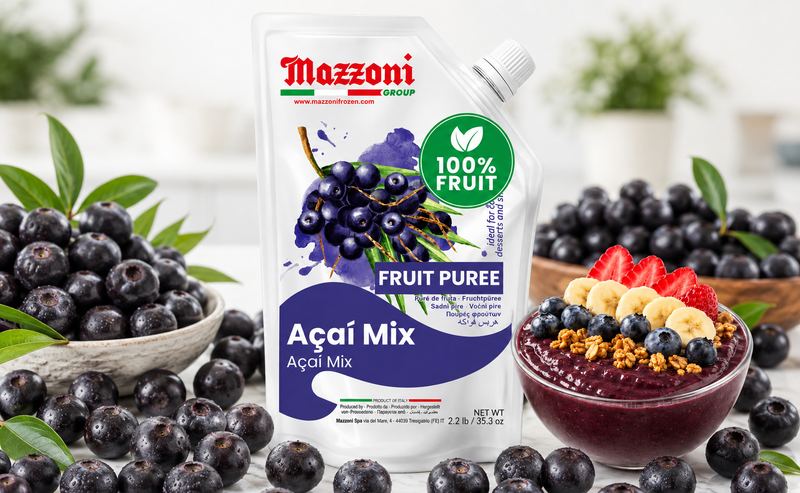 Mazzoni Acai Fruit Puree, 100% Fruit, 1 kg (2.2 lb)