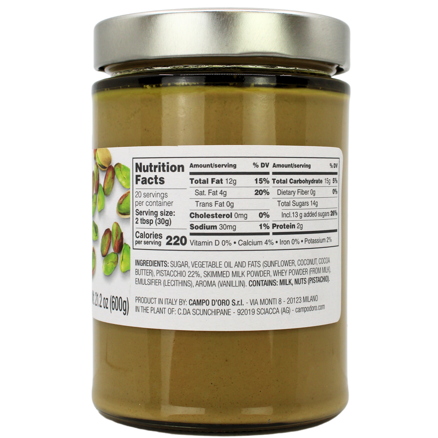 Campo D'Oro, Pistachio Butter Cream, 21.2oz