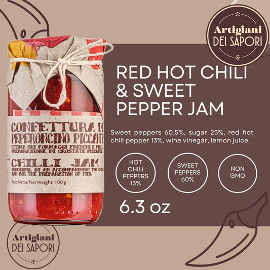 Artigiani dei Sapori, Calabrian Red Hot Chili & Sweet Pepper Jam 6.3 oz (180g)