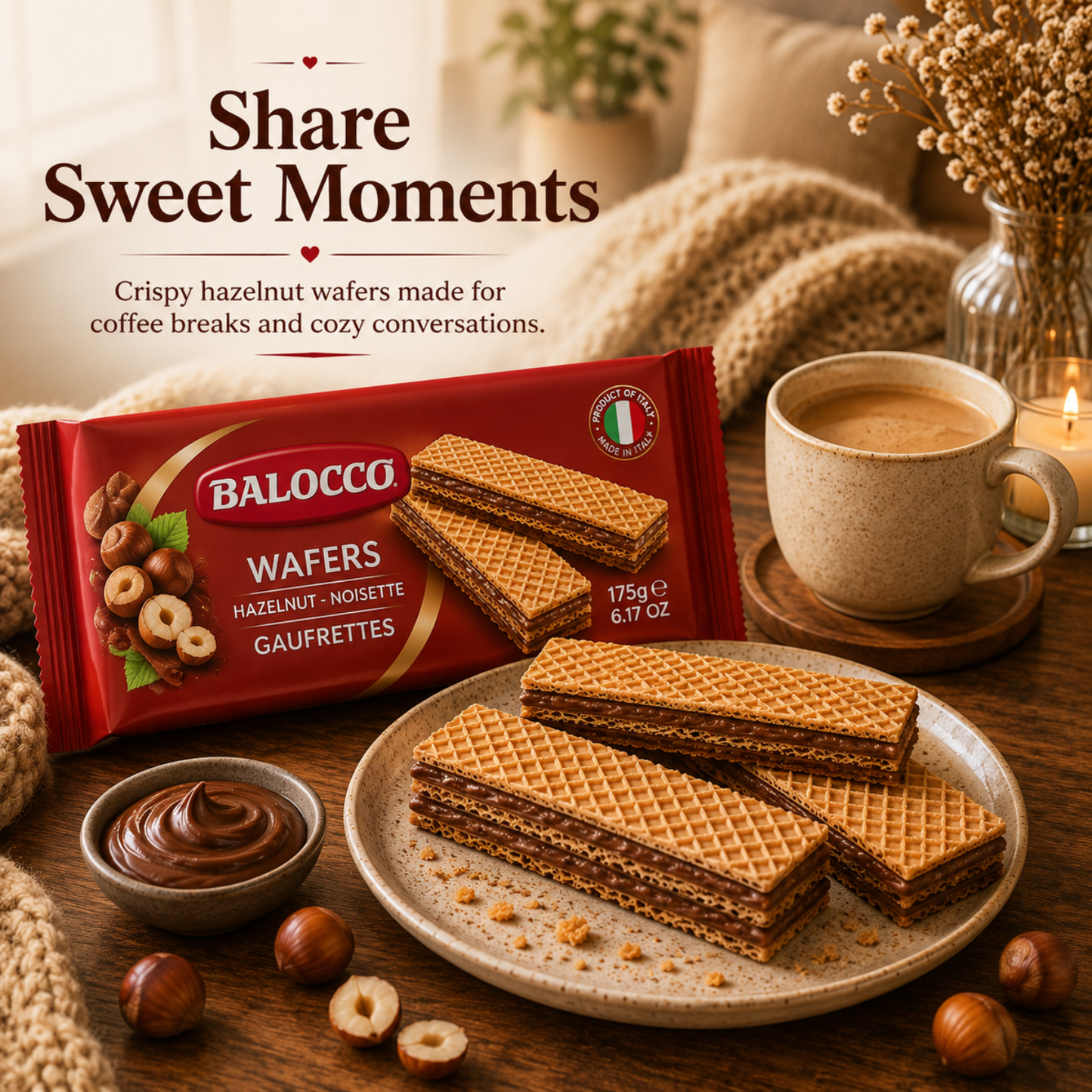 Balocco Italian Hazelnut Wafer Cookies 6 oz