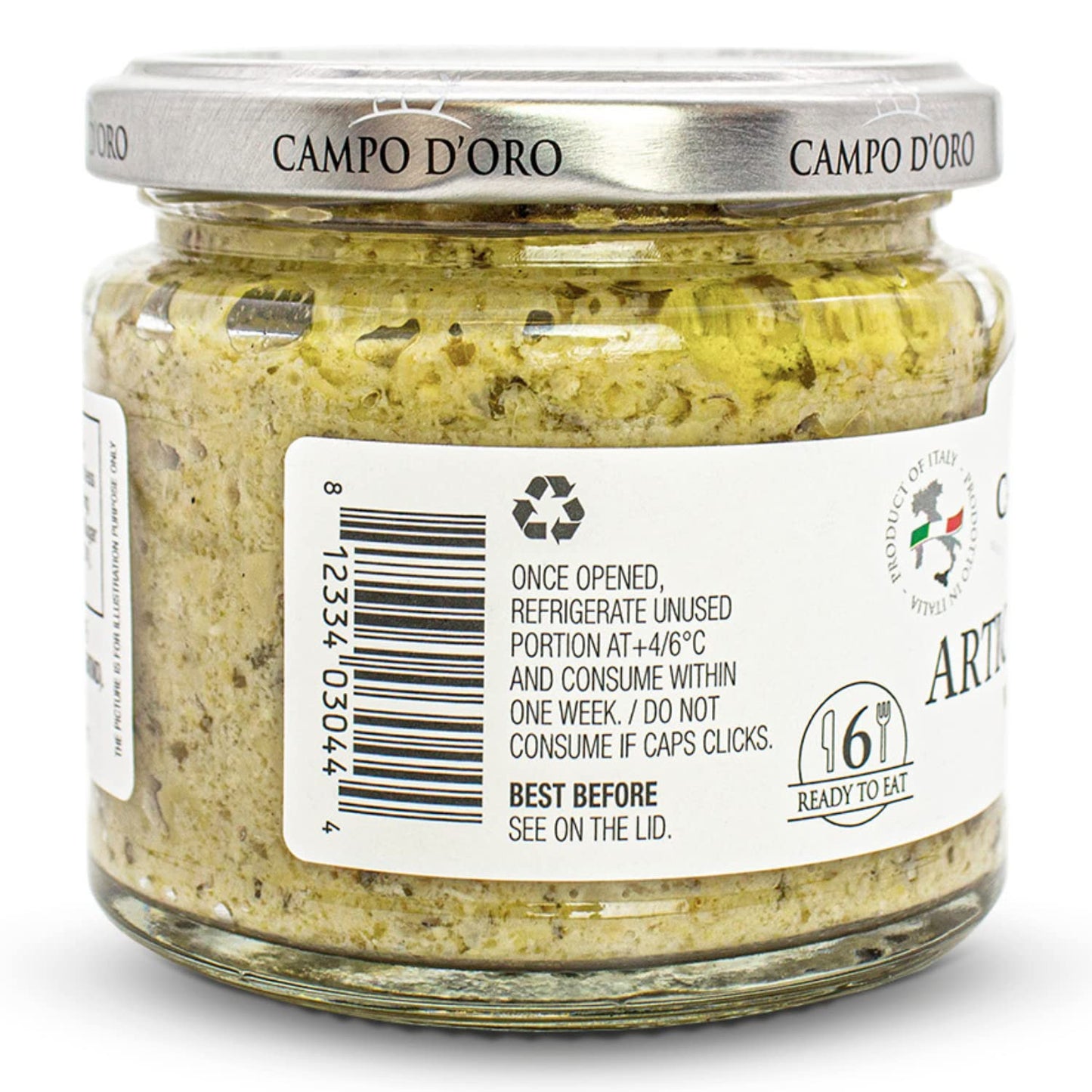 Jar of Campo D’Oro artichoke paté with Sicilian almond 180g authentic Italian gourmet spread