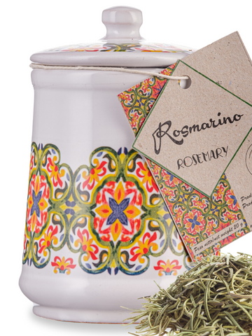 Artigiani dei Sapori, Ground Rosemary in Italian Handmade Ceramic Jar, Herb, Spice & Seasoning Gifts, Spice Jars with Spices included