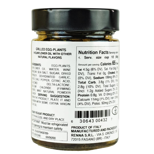 Back label of a jar with nutritional information and ingredients on a white background