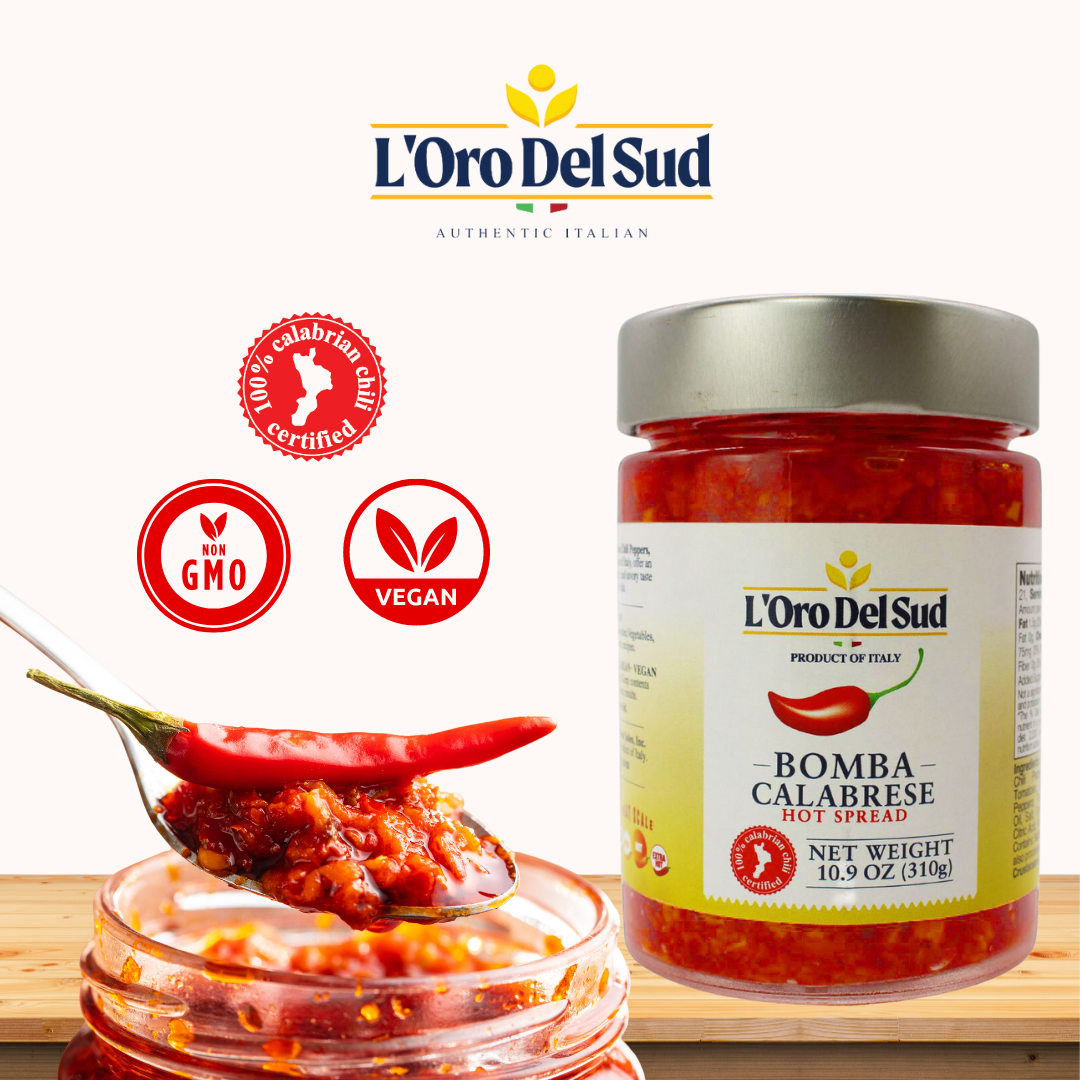 L'Oro Del Sud, Certified Authentic, Calabrian Bomba Hot Pepper Sauce/Spread , Bomba Calabrese (10.9 oz) 310g