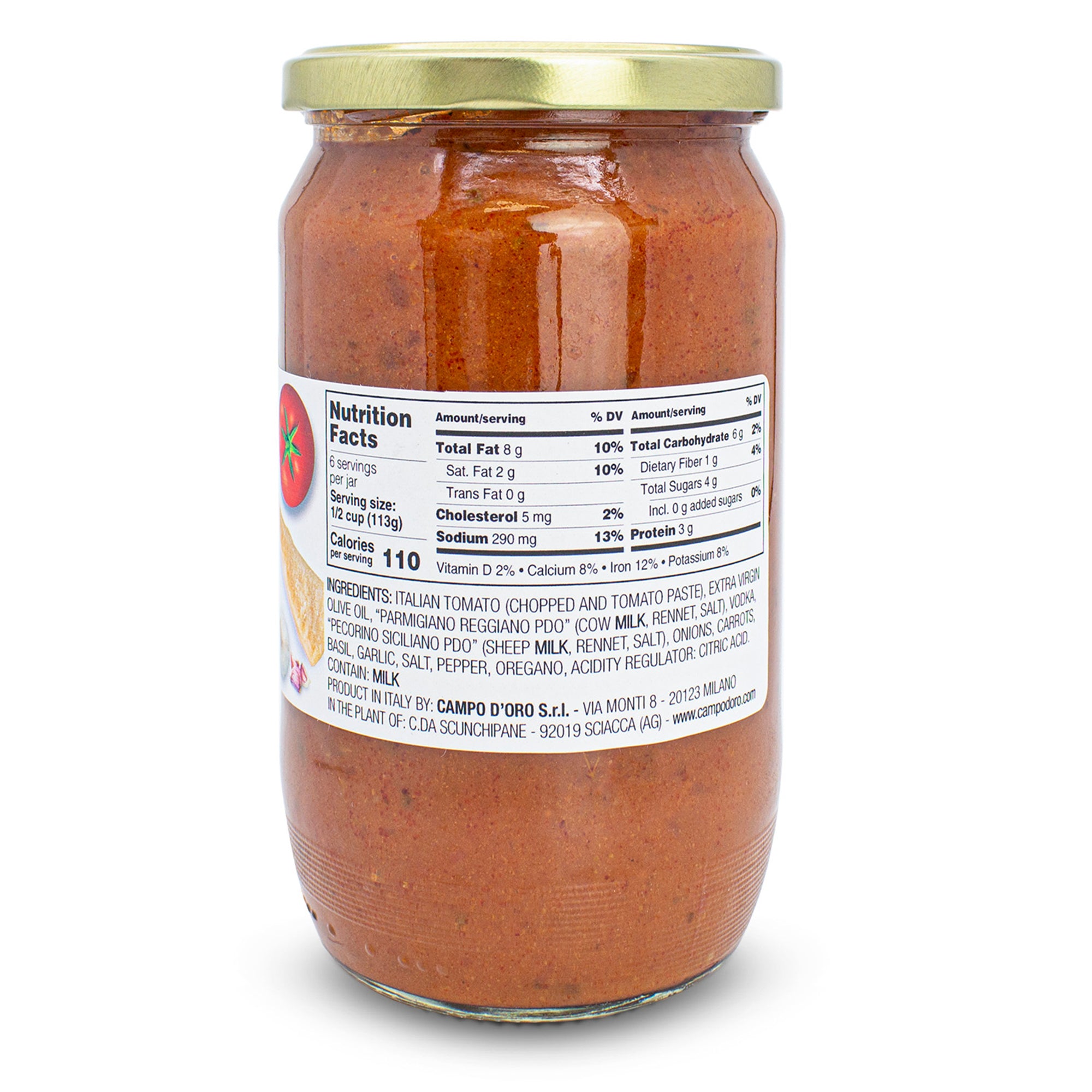 Campo D'Oro Vodka Sauce Made with Parmigiano Reggiano and Italian Tomatoes