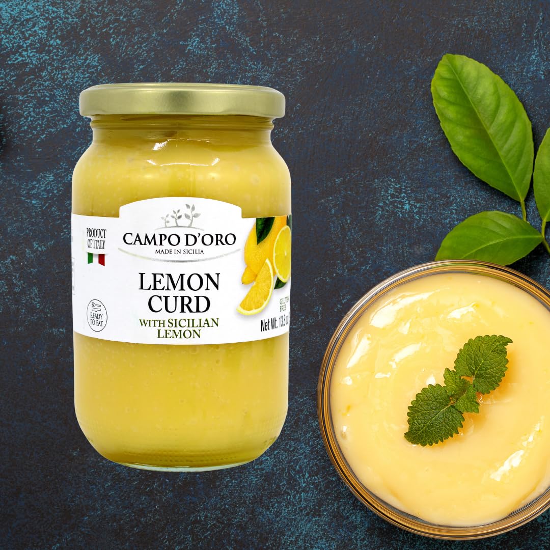 Campo D’Oro Lemon Curd jar with Sicilian lemon and bowl of lemon cream
