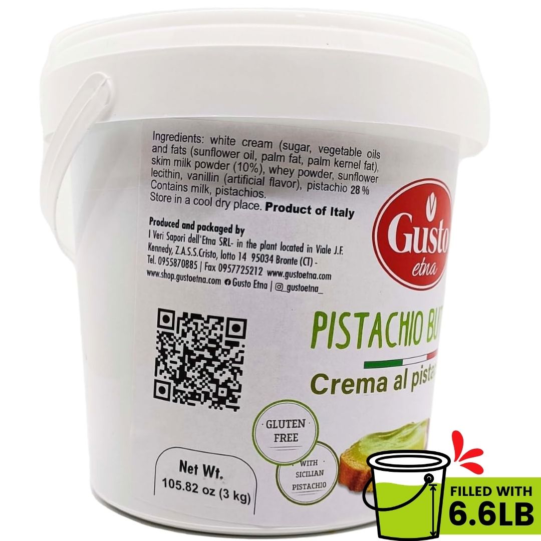 Gusto Etna Pistachio Butter Crema al Pistacchio 6.6 lb – Authentic Italian Pistachio Cream in Large Tub, Gluten-Free, Made in Italy
