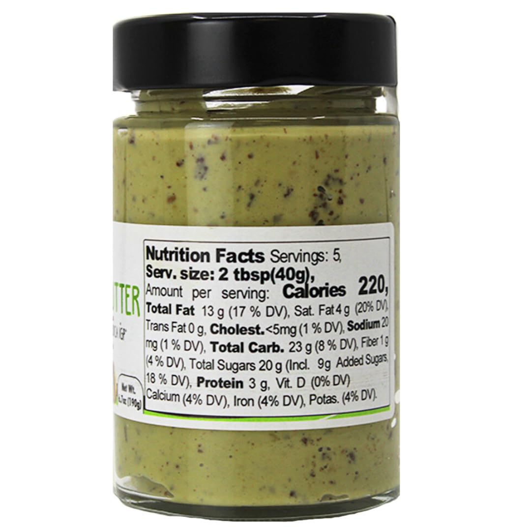Gusto Etna Pistachio Butter with Cioccolato di Modica IGP, a creamy Sicilian pistachio spread with chocolate crumble, perfect for gourmet desserts and pastries.