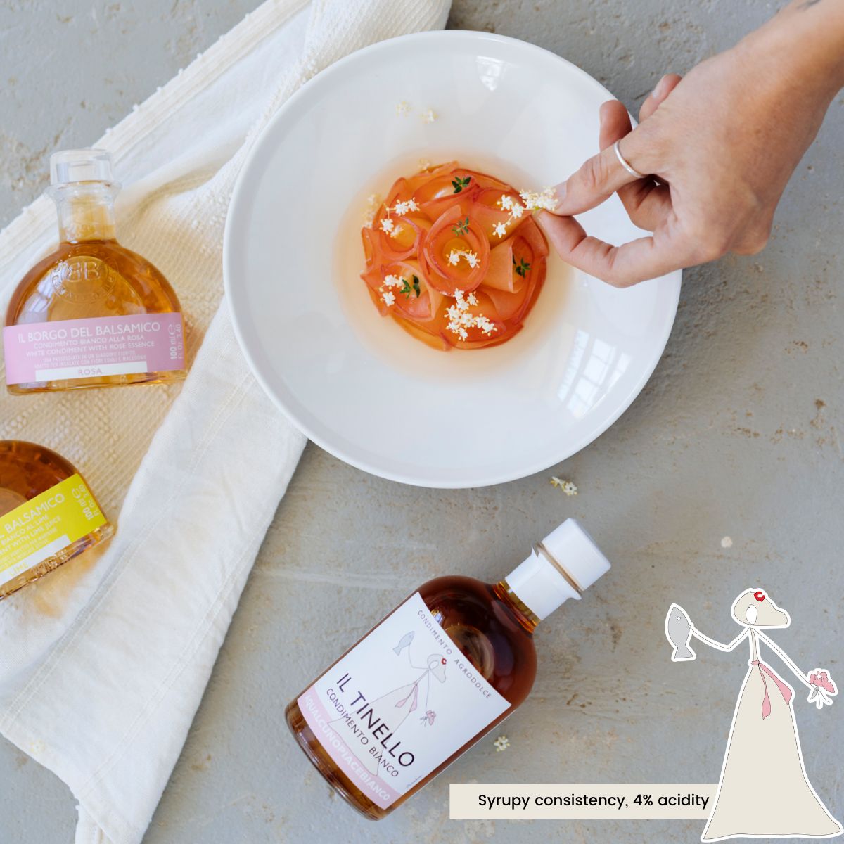 IL TINELLO, White Vinegar Dressing Aqualcunopiacebianco Sweet & Sour White Condiment, (8.45 fl oz) 250ml