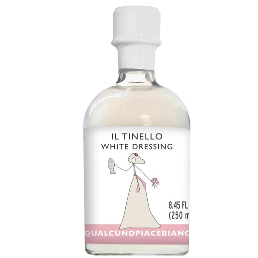 Bottle of Il Tinello White Dressing on a white background