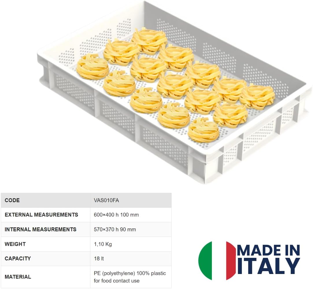L’Oro Del Sud stackable perforated pasta drying tray with air holes, Italian teflon pasta bin