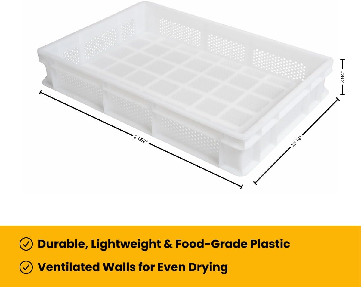 L’Oro Del Sud stackable perforated pasta drying tray with air holes, Italian teflon pasta bin