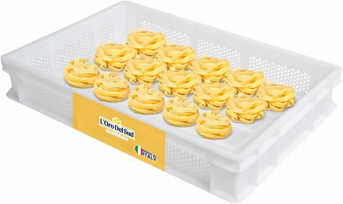 L’Oro Del Sud stackable perforated pasta drying tray with air holes, Italian teflon pasta bin