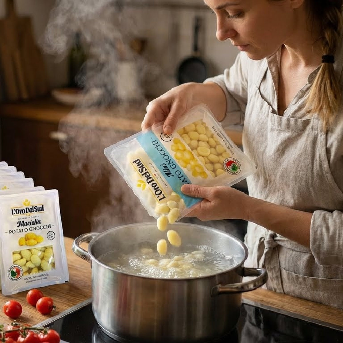 Authentic Italian potato gnocchi by L’Oro Del Sud. Soft, traditional gnocchi perfect with tomato sauce, pesto, or creamy recipes.