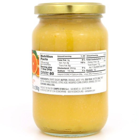 Jar of Campo D’Oro orange curd with Sicilian orange 390g authentic Italian citrus custard