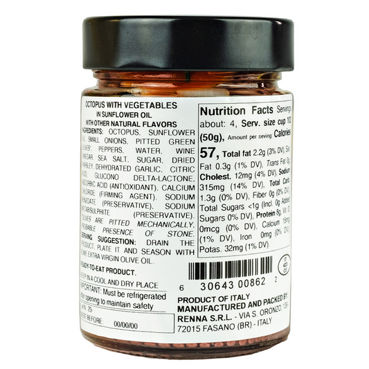 SALE! Renna, Octopus With Vegetables preserved in oil, 10.58oz