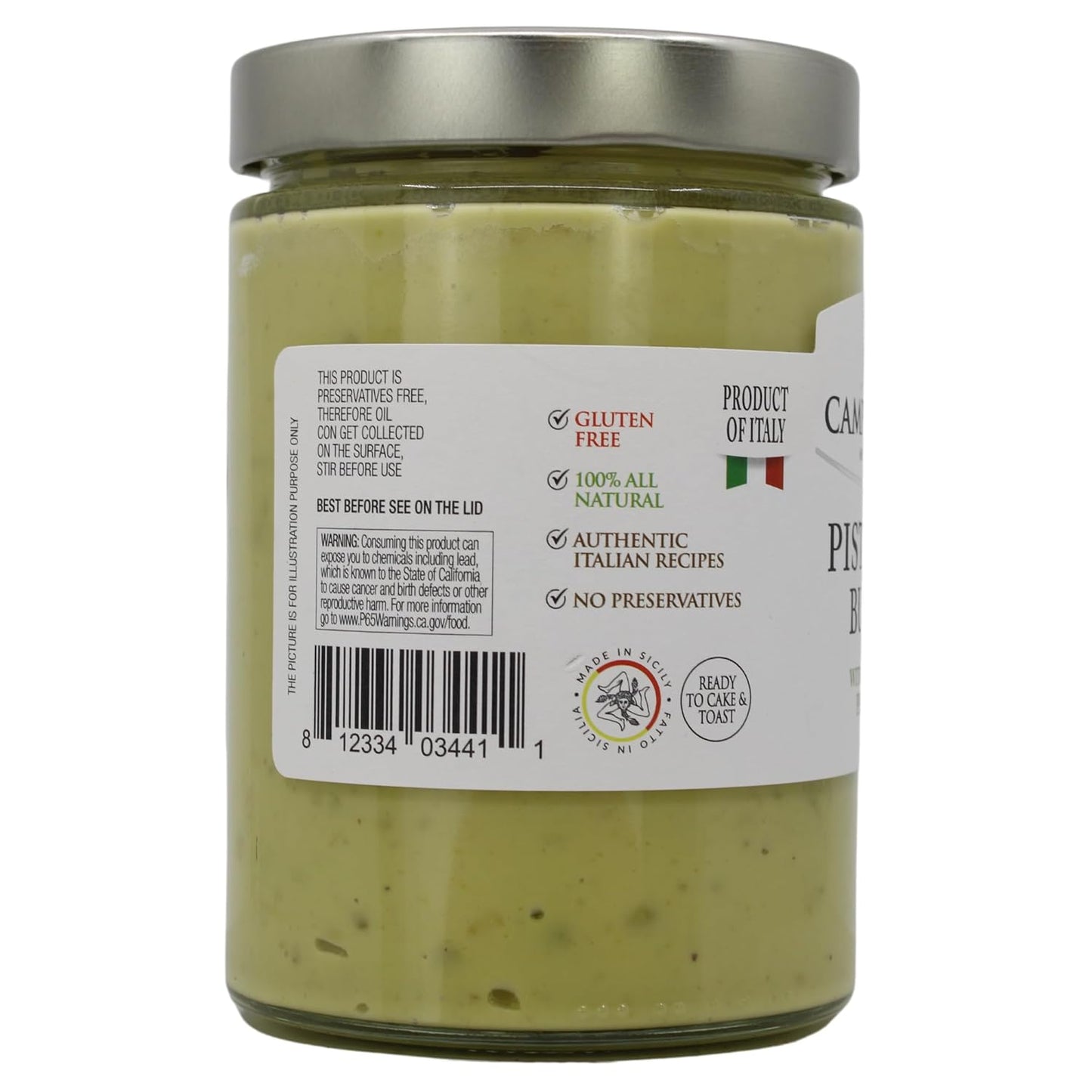 Jar of Campo D’Oro pistachio butter with crunchy pistachio 600g authentic Italian gourmet pistachio cream spread