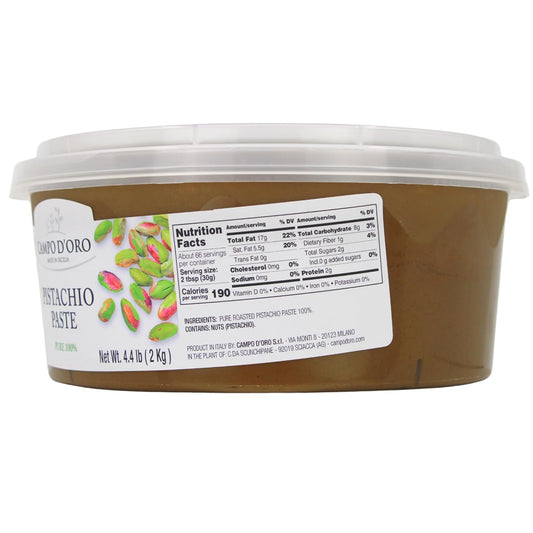 Campo D’Oro pure pistachio paste 100% 2kg bucket authentic Italian gourmet pistachio butter spread for foodservice and desserts