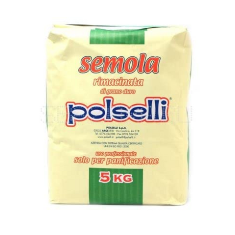 Polselli, Semola Flour, Semola Rimachinata Flour, Semolina di Grano Duro 5 kg/ 11 lb