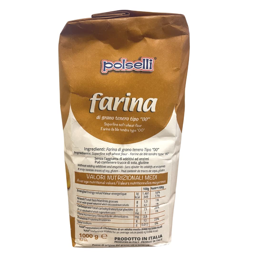 Polselli Italian pastry flour type "00" for cakes, desserts, doughnuts, and frying – 2.2 lb bag