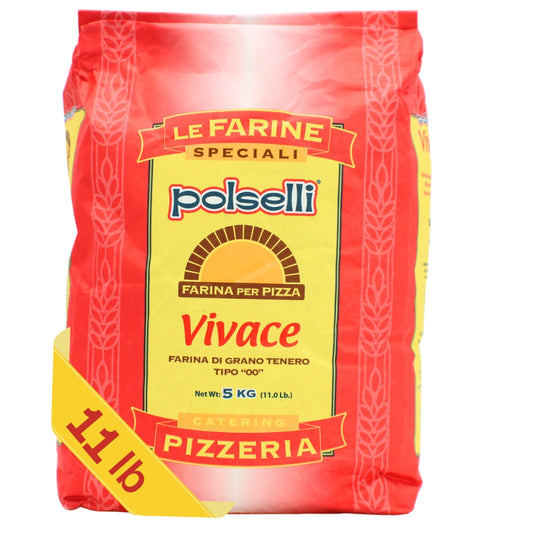 Bag of Le Farine Speciali Polselli Vivace pizza flour on a white background