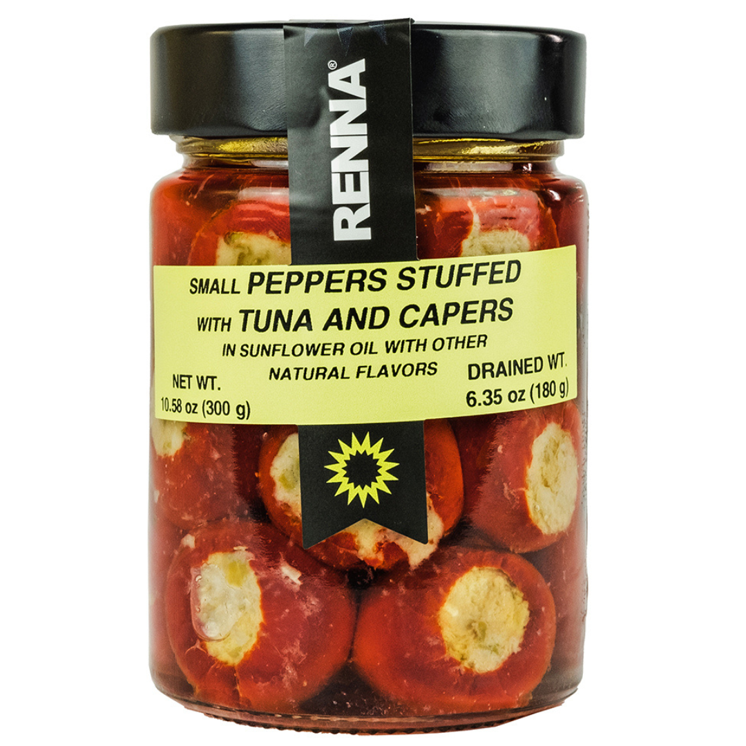 Renna, Small Peppers Stuffed with Tuna and Capers in preserved in oil, 10.58 oz