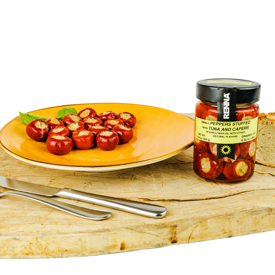 Renna, Small Peppers Stuffed with Tuna and Capers in preserved in oil, 10.58 oz