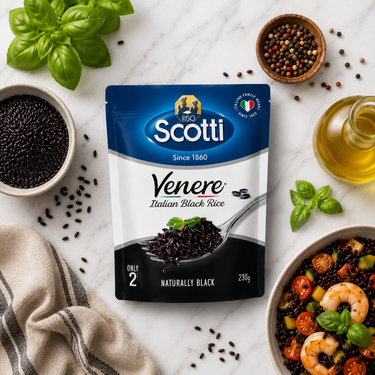 Riso Scotti, Microwave Venere Wholegrain Black Rice, 230g