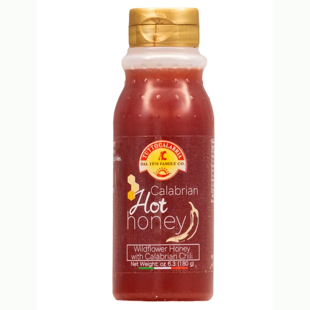 A bottle of TuttoCalabria Hot Honey with Calabrian Chili Peppers, 6.3 oz.