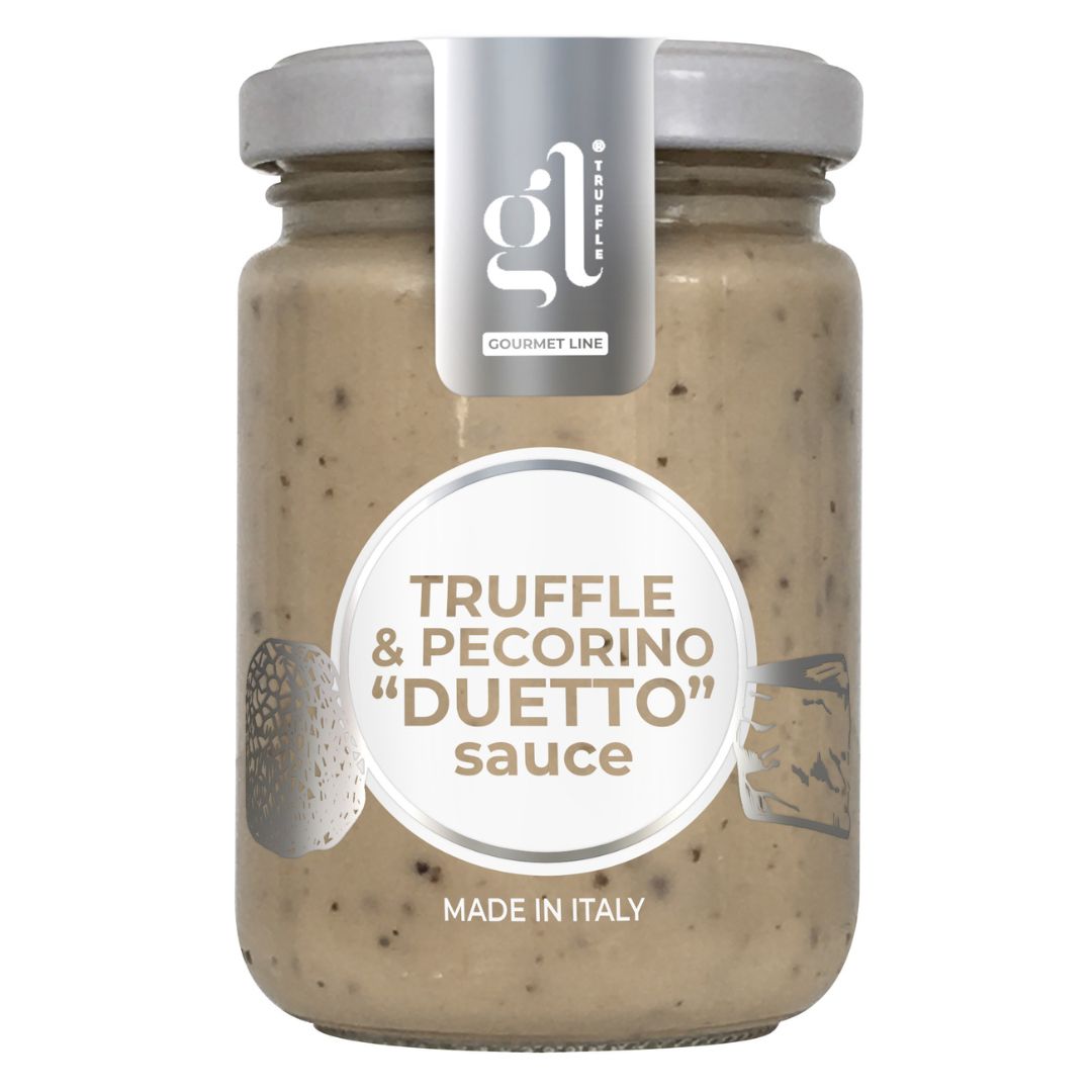 Creamy sauce with DOP Pecorino Romano and Chopped Black Summer Truffle - Superior quality and a unique flavor profile.
