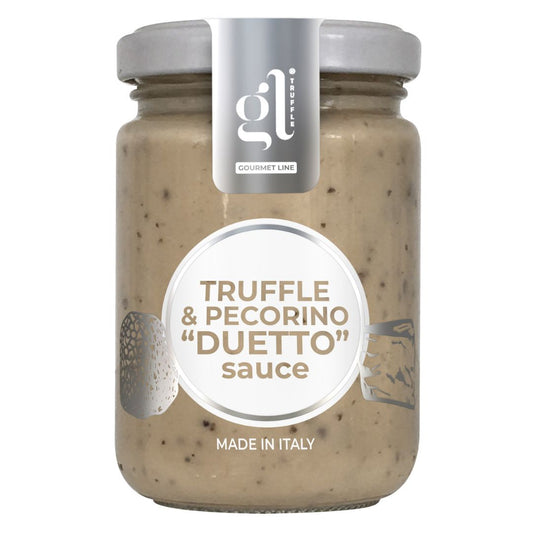 Creamy sauce with DOP Pecorino Romano and Chopped Black Summer Truffle - Superior quality and a unique flavor profile.