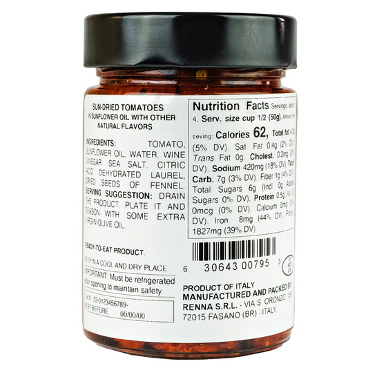 Renna, Premium Italian Sun-Dried Tomatoes in Oil,10.58 oz
