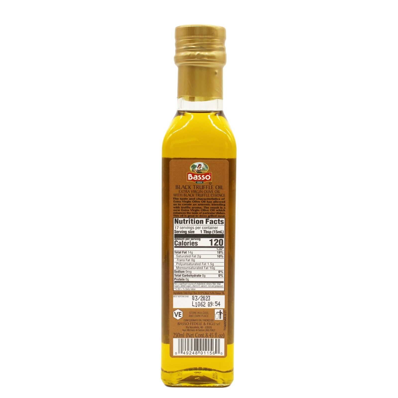 Basso Black Truffle Extra Virgin Olive Oil |  8.5oz (250 ml) nutritional facts