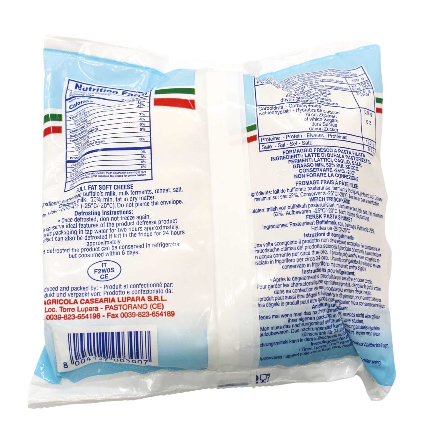 FROZEN Lupara Buffalo Mozzarella (16 balls x 20 g per bag) back