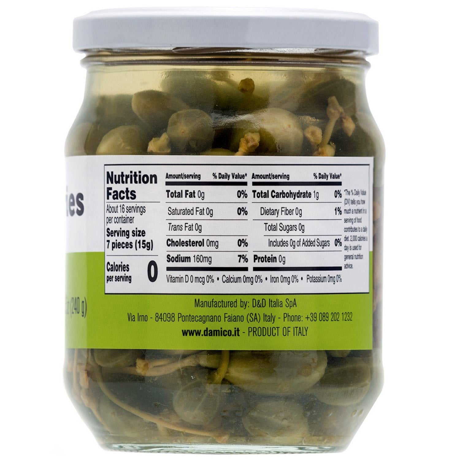Fratelli D'Amico Caperberries in vinegar, Pickled, Capers. Net Wt 19oz (540g)