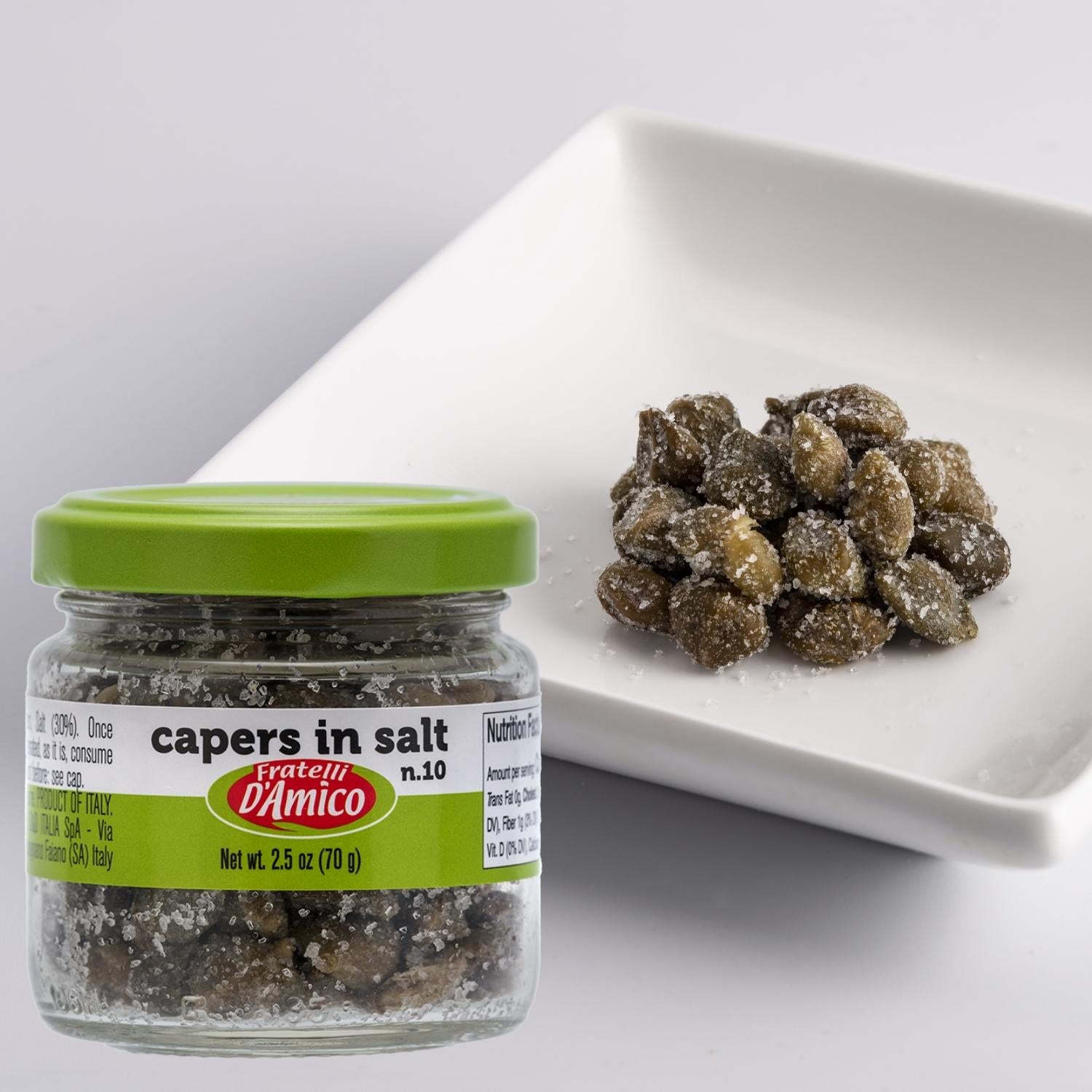 Fratelli D'Amico Capers in Salt, no, #10 2.5oz (70g)