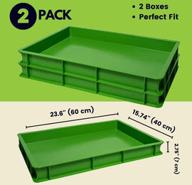 (2 Pack), Green, Pizza Proofing Dough Box (23.6 inch x 15.74 inch x 2.75 inch).