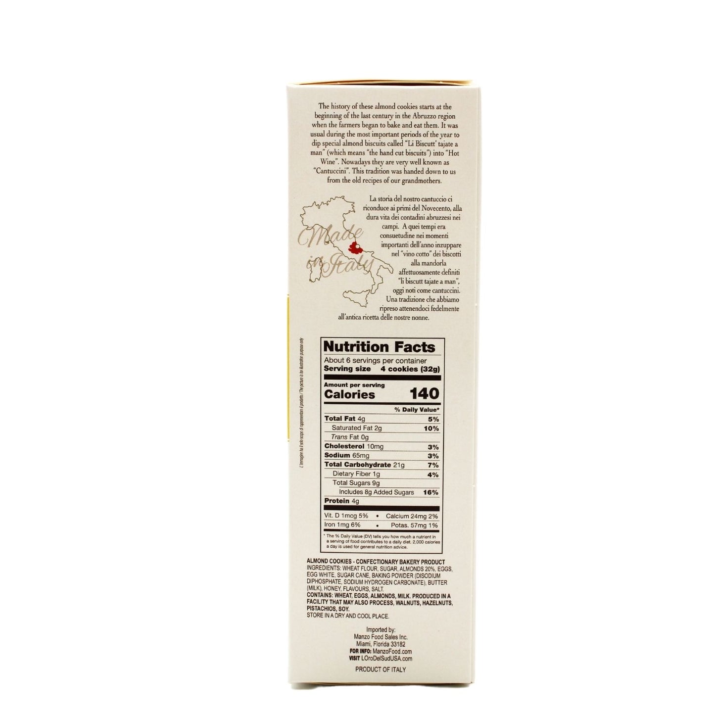 L'Oro Del Sud Cantuccini Biscotti alla Mandorla Almond Cookies 200g box