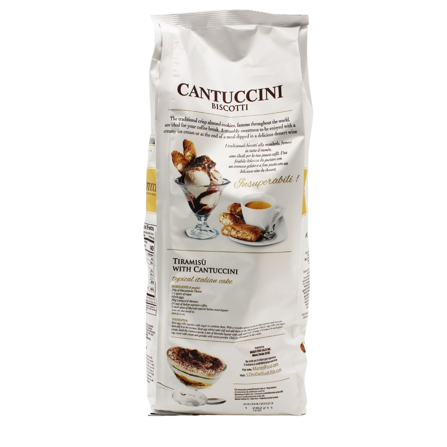 L'Oro Del Sud Cantuccini Biscotti almond cookies, 600g bag, authentic Italian almond biscuits with crunchy texture