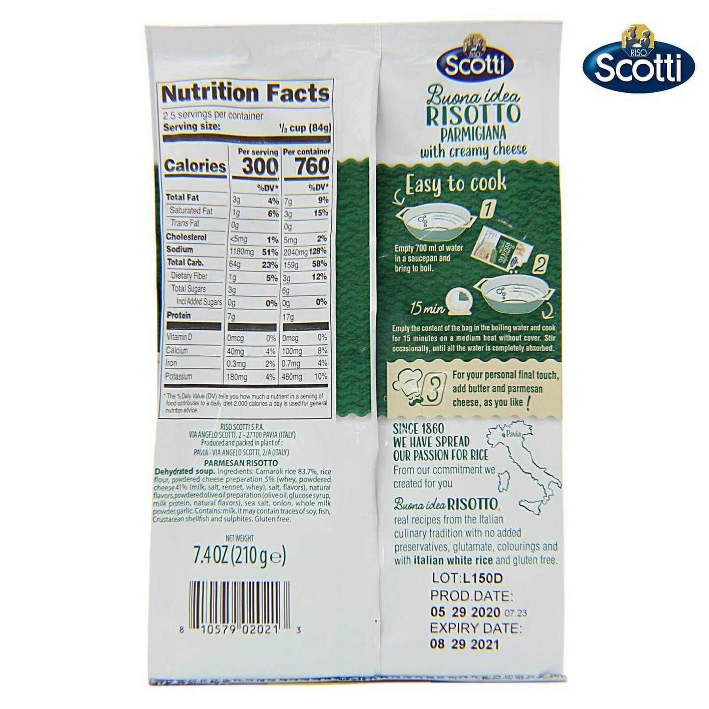 Riso Scotti Buona Idea Risotto Parmigiana Nutritional