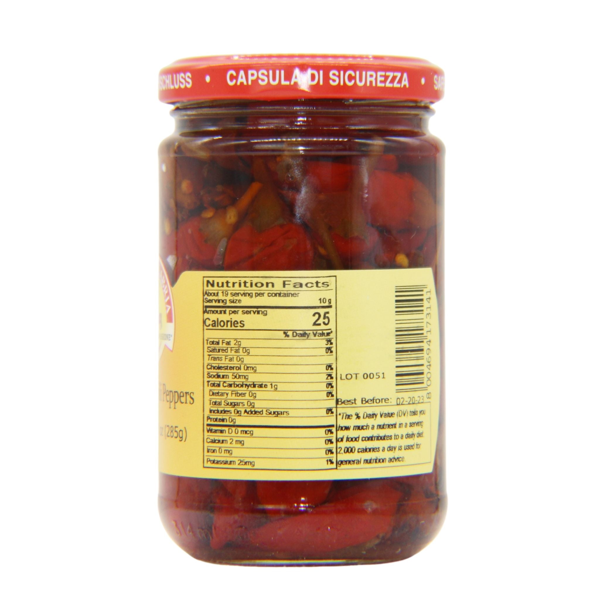 Tutto Calabria Whole Calabrian Chili Peppers 10oz Jar Nutrition Facts