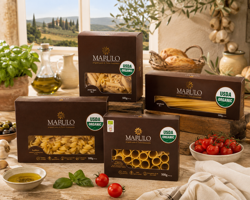 Marulo artisan bronze-die cut pasta made in Torre Annunziata, Naples, Italy