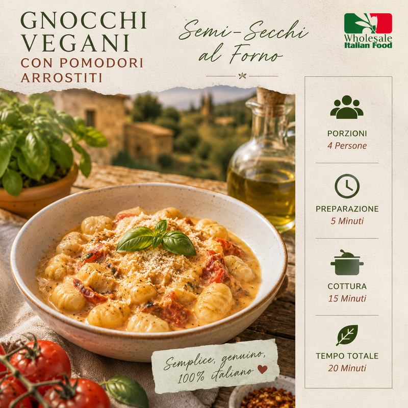 One Pot Creamy Gnocchi with Semi-Dried Roasted Tomatoes (Vegan)