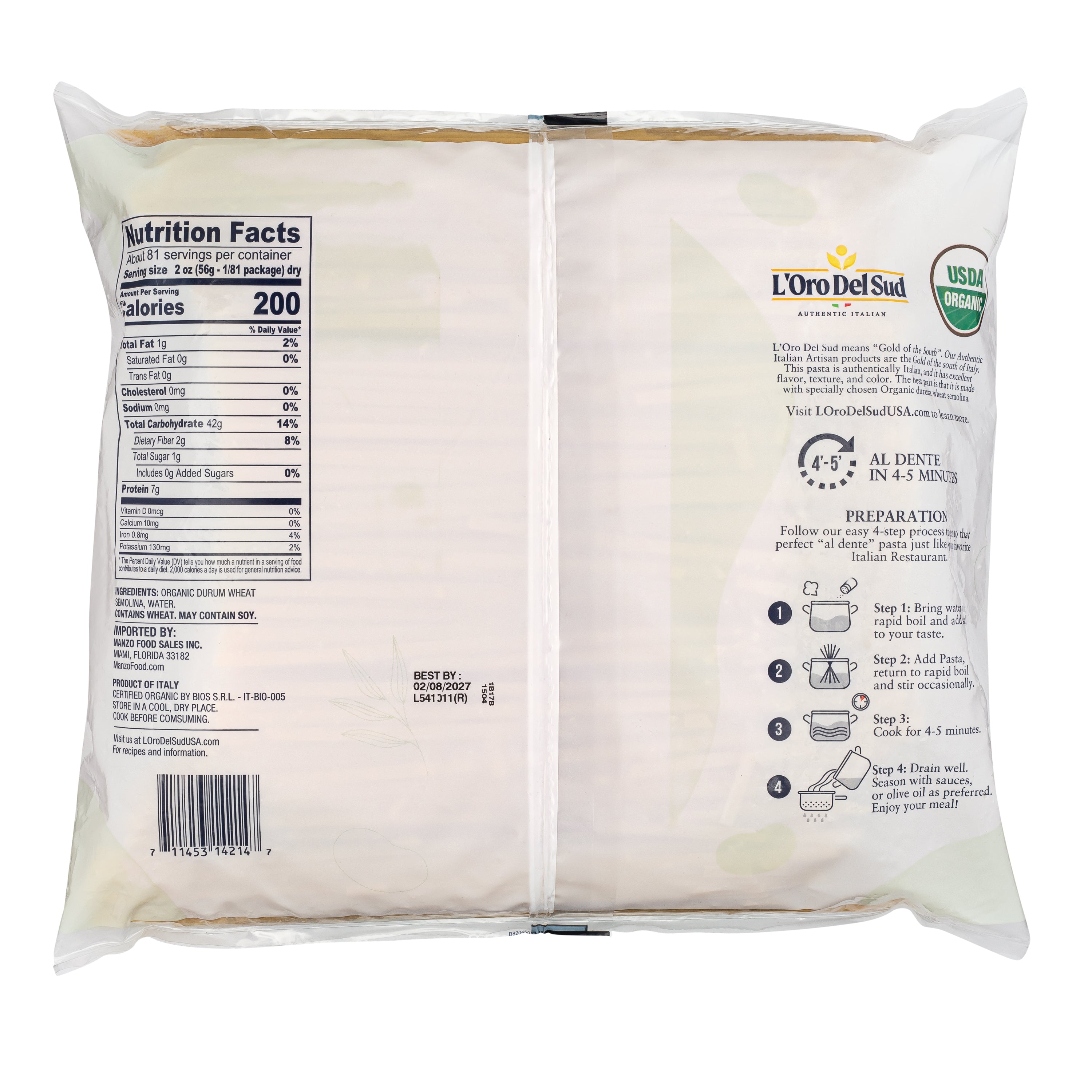 L'Oro Del Sud Fettuccine Pasta - 10lb Bag (Organic)