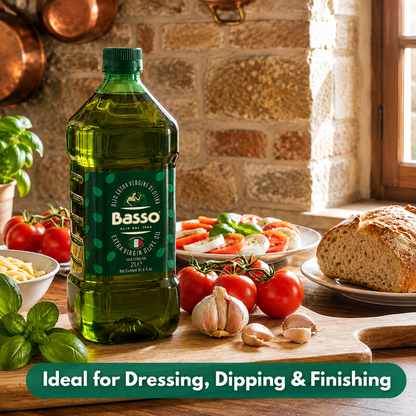 Basso 1904 100% Italian Extra Virgin Olive Oil – Cold Extracted – 67.6 fl oz (2 L)