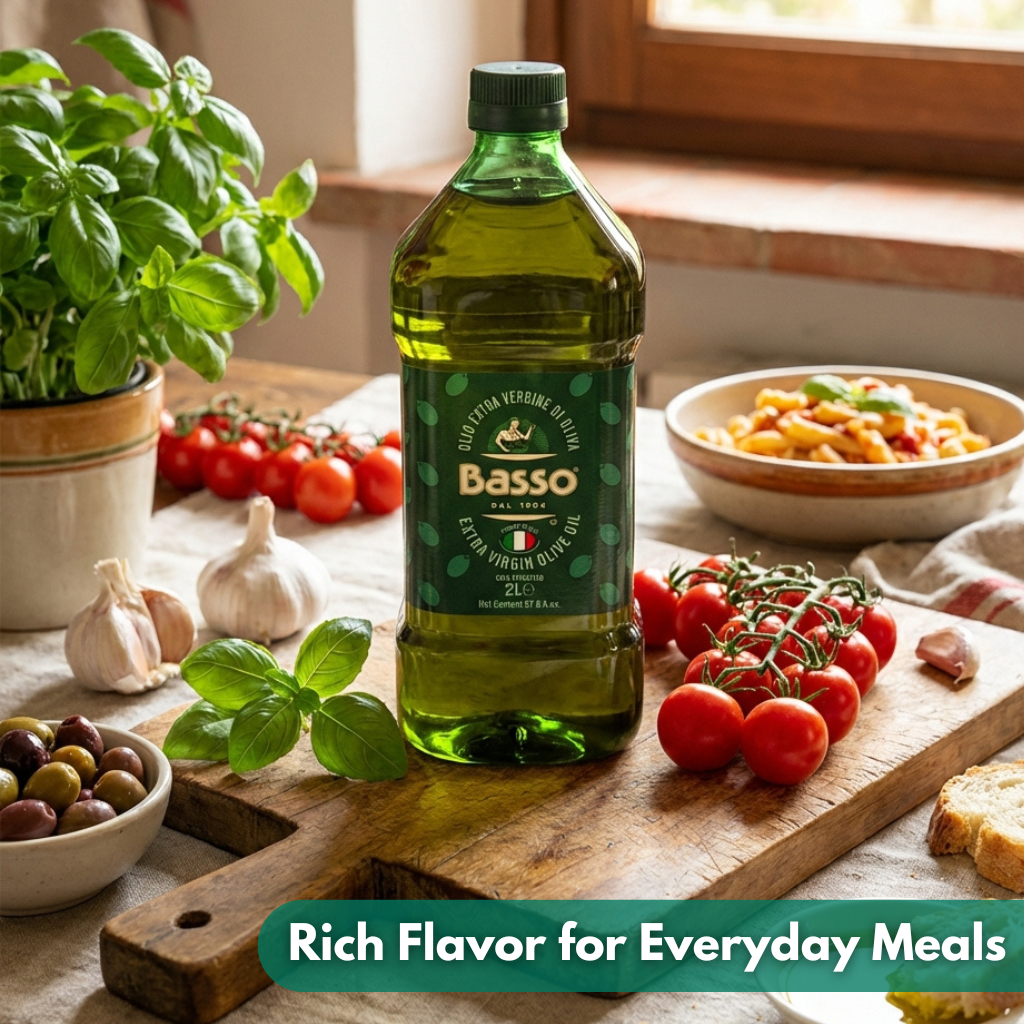 BASSO 1904 100% Italian Extra Virgin Olive Oil, 67.6 fl oz (2L)