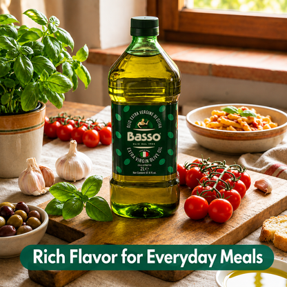 Basso 1904 100% Italian Extra Virgin Olive Oil – Cold Extracted – 67.6 fl oz (2 L)