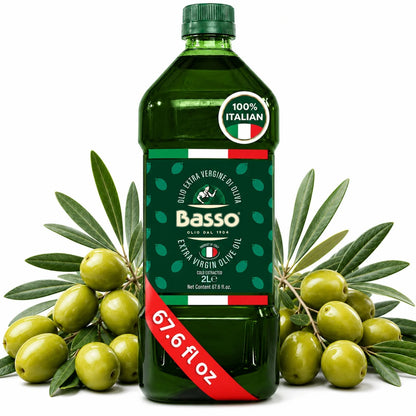 Basso 1904 Organic BIO Extra Virgin Olive Oil – Cold Extracted – 67.6 fl oz (2 L)